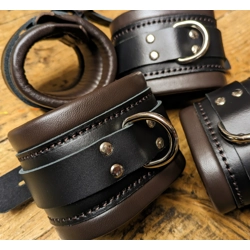 Classic Black and Dark Brown bdsm Restraints, Real Leather