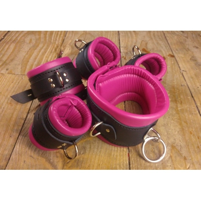 Hot Pink and Black Bondage Cuff Restraints