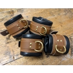 Classic Rustic Brown and Black bdsm Restraints, Real Leather