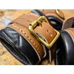 Classic Rustic Brown and Black bdsm Restraints, Real Leather