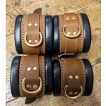 Classic Rustic Brown and Black bdsm Restraints, Real Leather