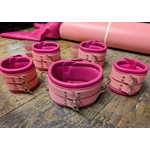 Heavy Wide Bondage bdsm Restraint Cuffs and Collar Pink