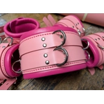Heavy Wide Bondage bdsm Restraint Cuffs and Collar Pink