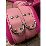 Heavy Wide Bondage bdsm Restraint Cuffs and Collar Pink