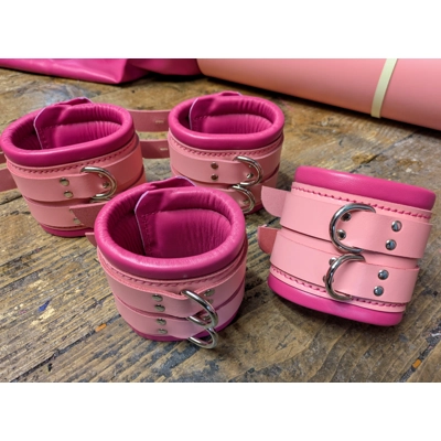 Heavy Wide Bondage bdsm Restraint Cuffs Pink
