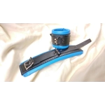 Heavy Padded Leather Bondage Cuffs Blue and Black
