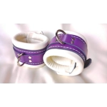 Purple and Ivory wrsit cuffs with bed attaching straps