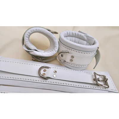 Padded Bondage Restraints - White Wrist, Ankle, Luxery Soft Nappa Lined