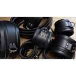 Bondage Cuffs Classic Black Heavy Restraint Set. Exquisite lamb leather lining.