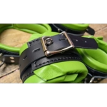 Padded Bondage Restraints - Green and Black Wrist, Ankle, Collar Luxery Soft Nappa Lined