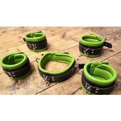 Padded Bondage Restraints - Green and Black Wrist, Ankle, ..