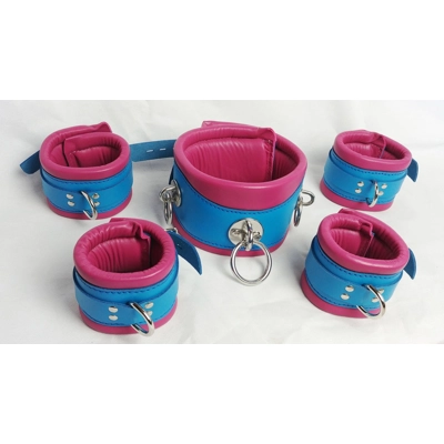 Teal and Cerise Bondage Cuff Restraints