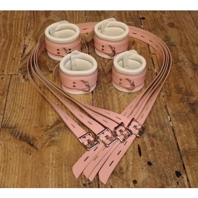 Pink and Cream Bondage Cuffs Restraints