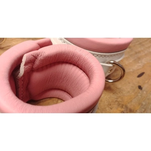 Whte And Pink Bondage Cuffs ..