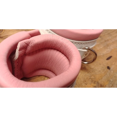 Whte And Pink Bondage Cuffs Restraints