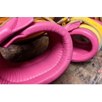 Yellow and Hot Pink Wrist Cuffs and Heavy Restraint Belt.