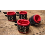 Heavy Wide Bondage bdsm Restraint Cuffs Black and Red