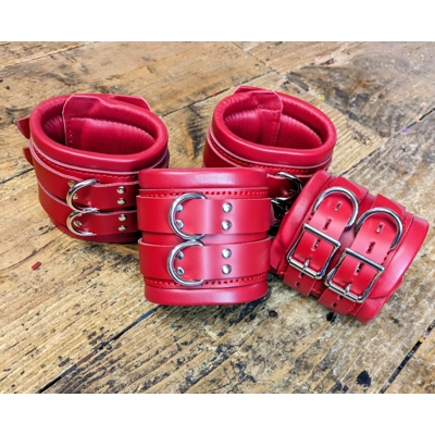 Heavy Wide Bondage bdsm Restraint Cuffs Red