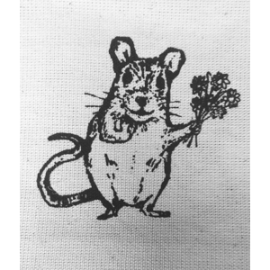 Mouse with Flowers., calico wall hanging.