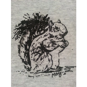 Squirrel t shirt,, handprinted t shirt. Standing squirrel.