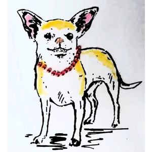 "I Heard it's your Birthday" hand-printed embellished Chihuahua card.