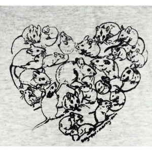 I Heart Mice, hand-printed grey marl t shirt