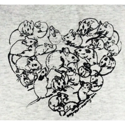 I Heart Mice, hand-printed grey marl t shirt title=
