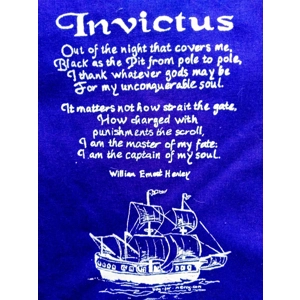 Invictus, handprinted cotton tote bag. Inspiring message.