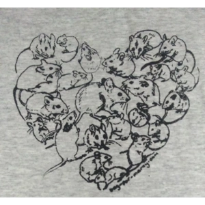 I Heart Mice, hand-printed grey marl t shirt