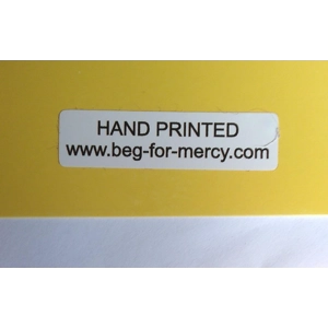 "Meow" hand-printed hedgehog card. Yellow