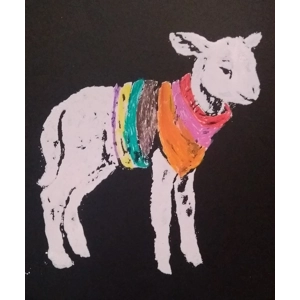 I'M A PERSON, NOT A THING, lamb-in-a-sweater design, hand-printed t shirt