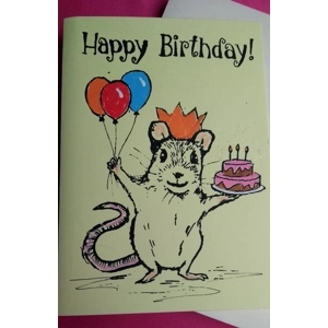 Happy Birthday Mouse with Cake, embellished with sparkles.