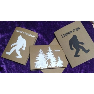 BELIEVE Bigfoot card, hand-printed, donation to wildlife rescue
