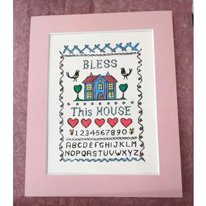 Bless This House: hand-coloured screenprint. Housewarming gift.