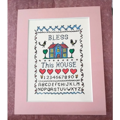 Bless This House: hand-coloured screenprint. Housewarming gift. title=