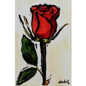 Red Rose handprinted card