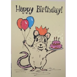 Happy Birthday Mouse with Cake, embellished with sparkles.