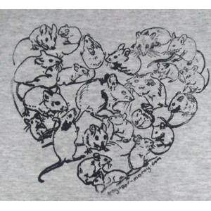 I Heart Mice, hand-printed grey marl t shirt