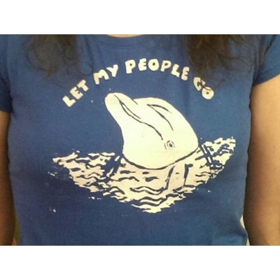 Hand printed Dolphin tee title=