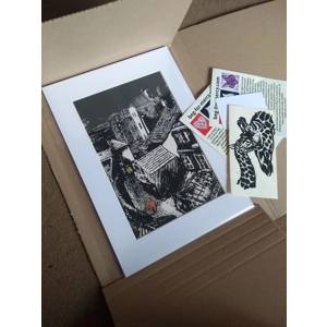 GOLEM OF PRAGUE patrolling the streets of Old Prague at night. Handprinted original screenprint