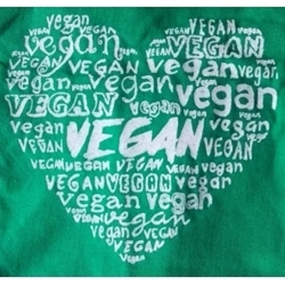 MY VEGAN HEART hand-printed t shirt, 10% profit donated to UK wildlife rescue. title=