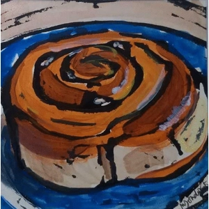 Delicious Chelsea Bun, Danish Pastry, original signed print.