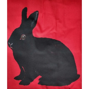 Black Rabbit Tote Bag, hand-printed