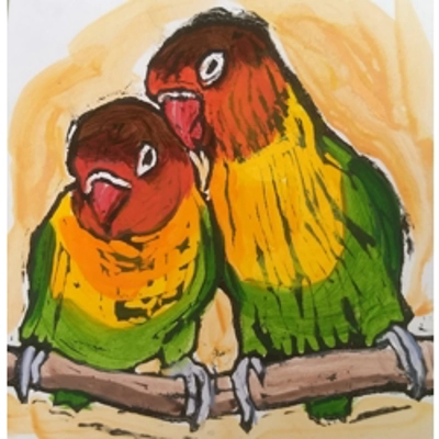 Loving Lovebirds, original signed artwork. title=