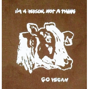 "I'm a Person, Not a Thing" hand-printed cow t shirt