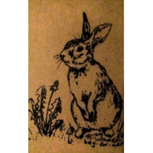 Wild Rabbit, Hand-printed Card, recycled card.