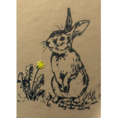 Wild Rabbit, Hand-printed Card, recycled card. title=