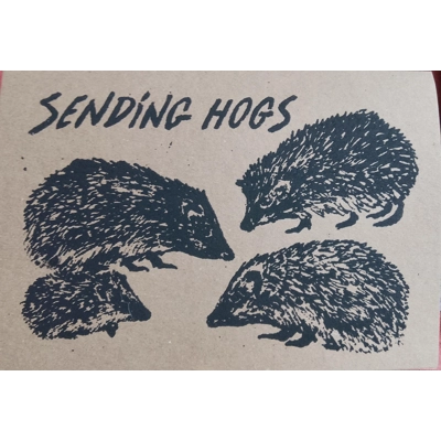 Sending Hogs, sweet hedgehog greetings card. title=