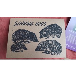 Sending Hogs, sweet hedgehog greetings card.