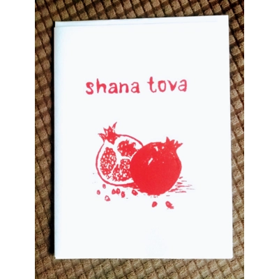 SHANA TOVA Pomegranate Card, hand-printed title=